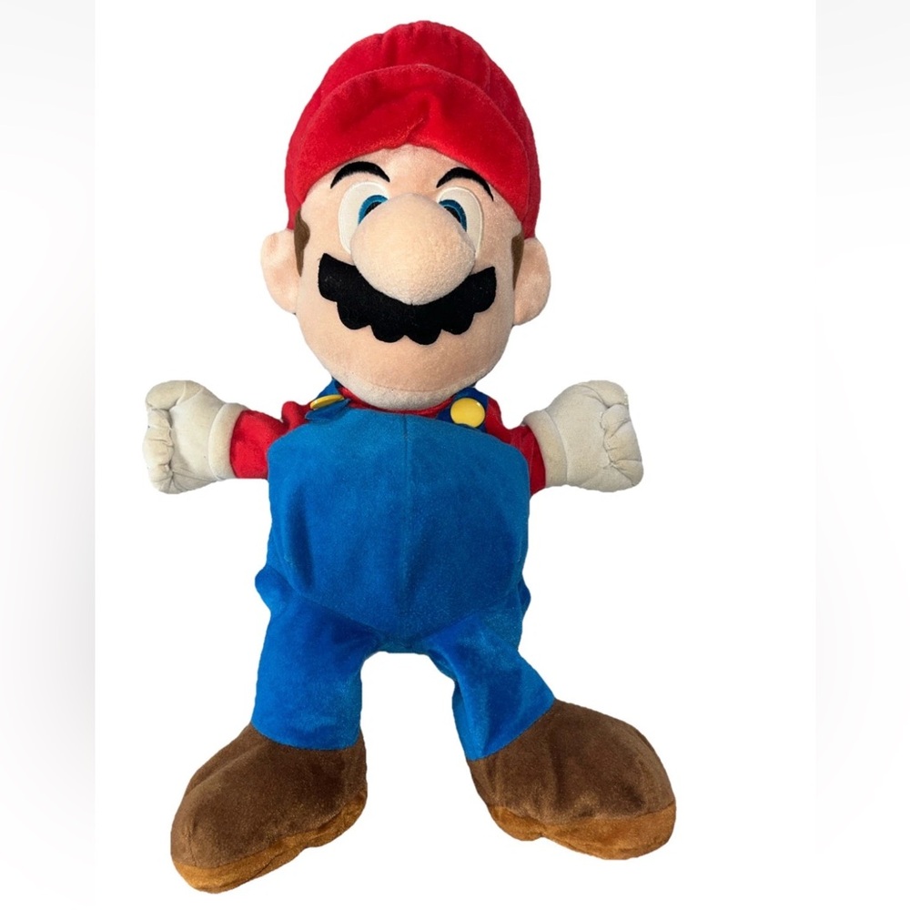 Super Mario Brothers 2015 23" Mario Man large Red Hat Blue Plush Zip Pocket Back